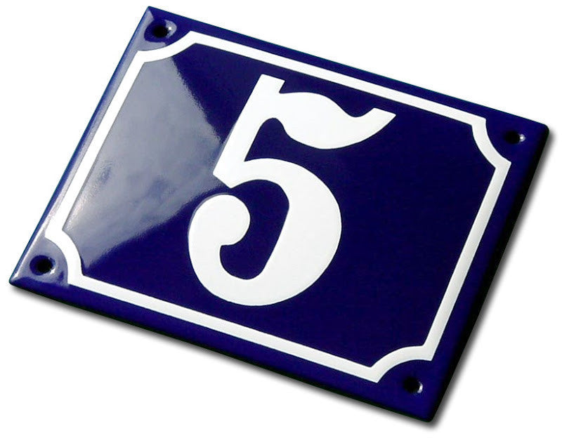 Enamel House Numbers from France in Traditional Deep Cobalt Blue