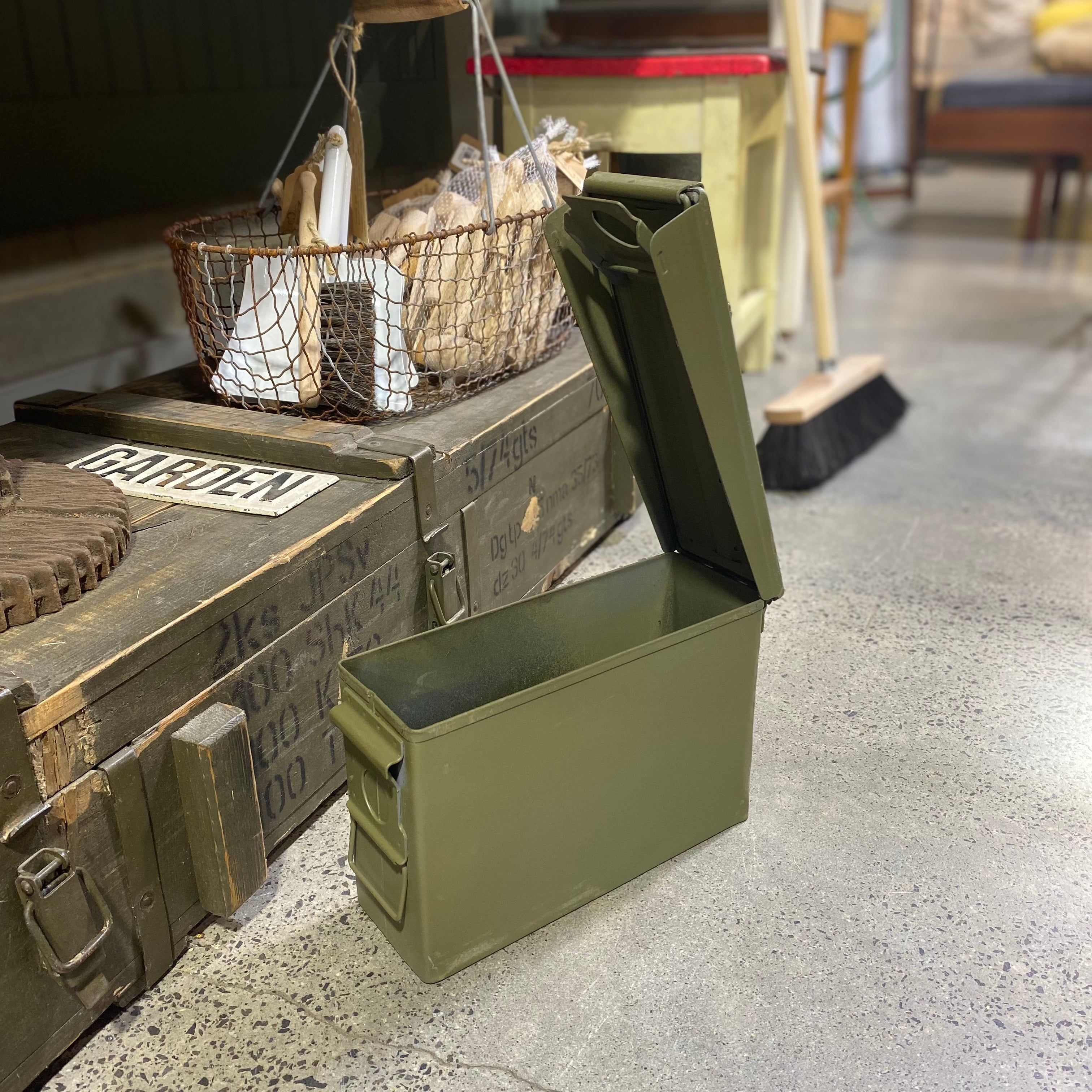 Vintage Army Green Ammunition Box