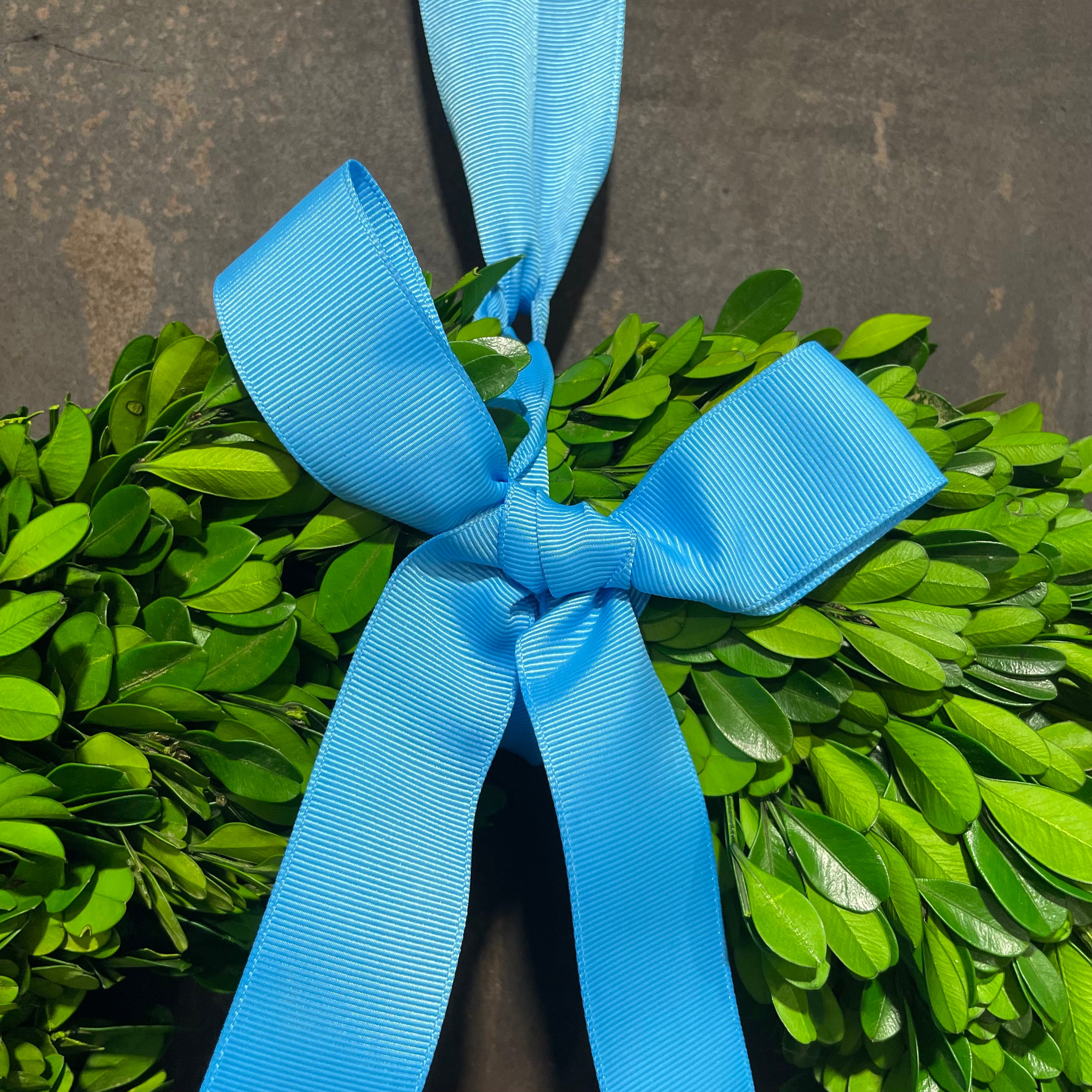 Large Boxwood Wreath with Blue Bow