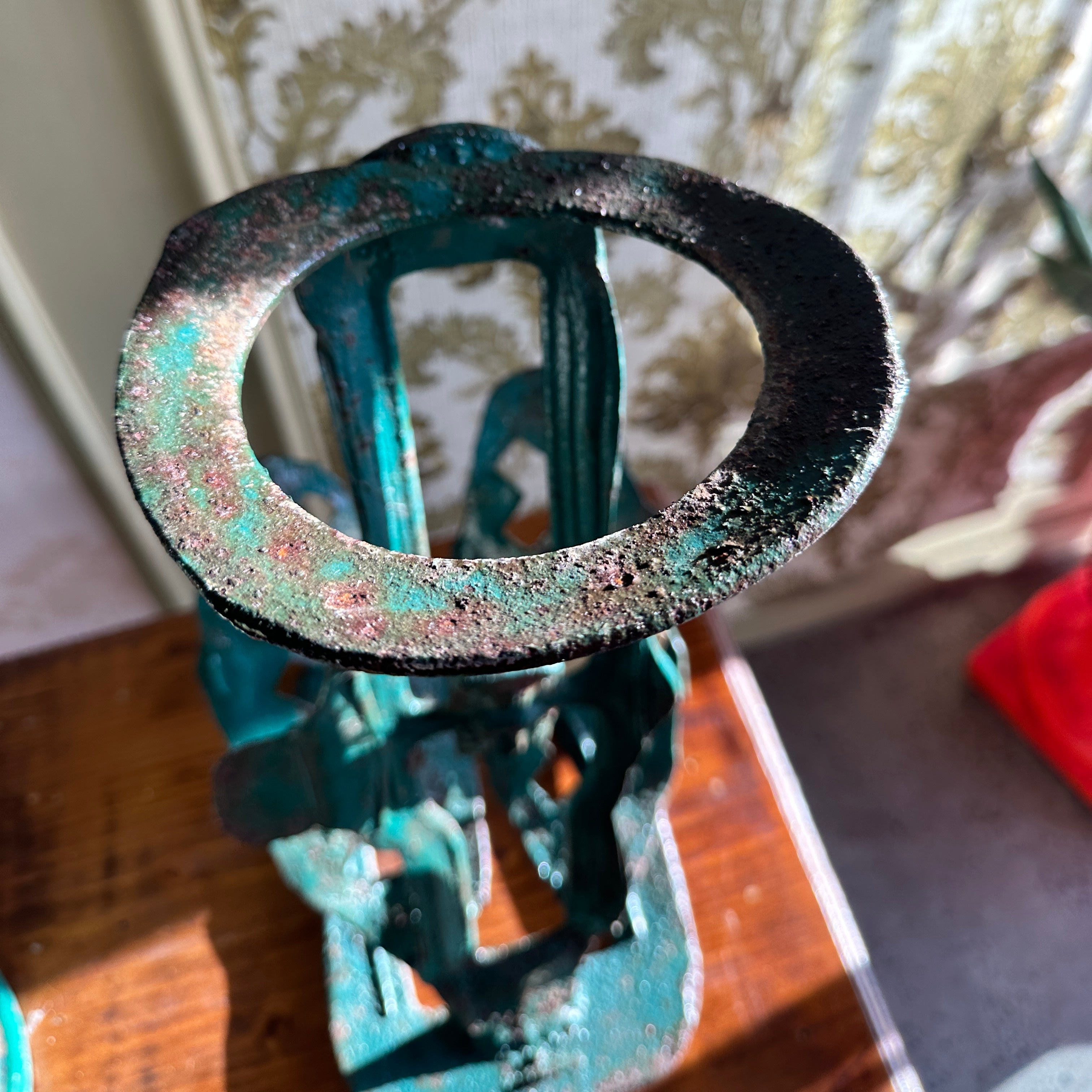 Vintage Iron Planter Holders  - Green