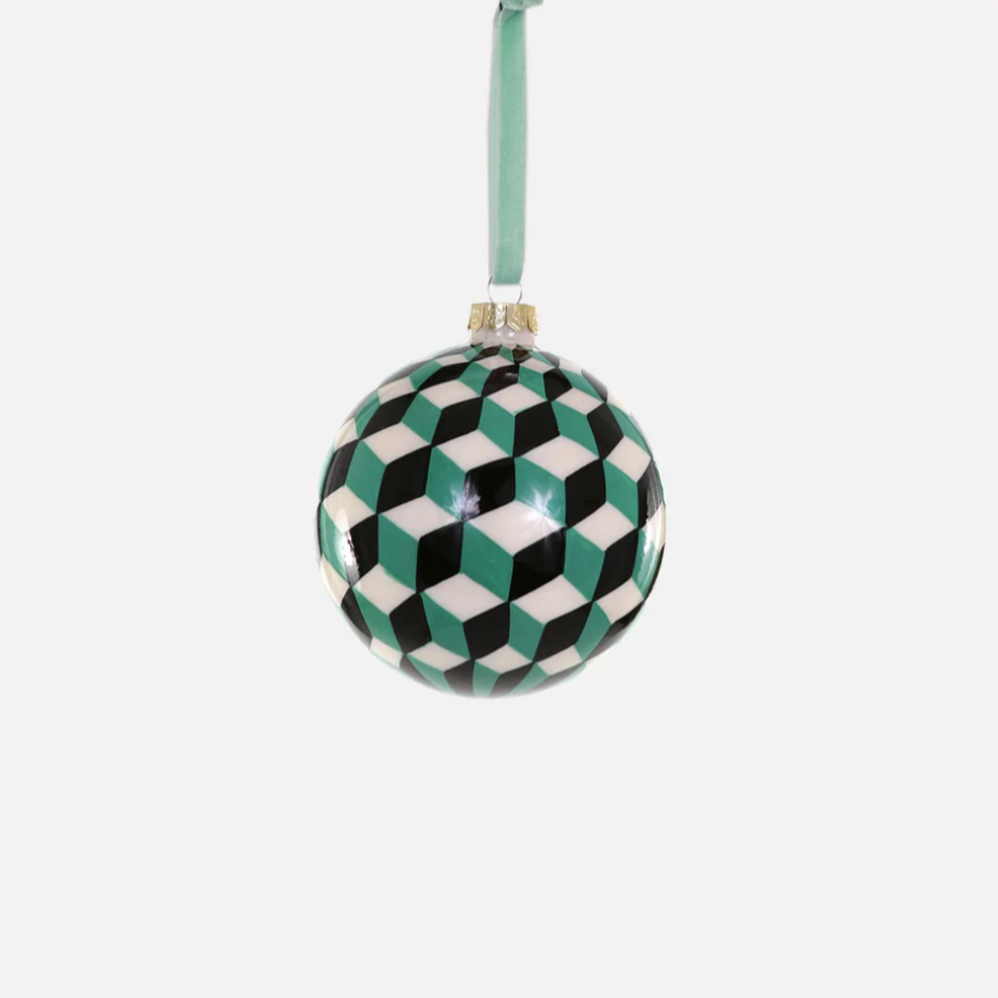 Giant Mercury Glass Geometric Illusion Bauble