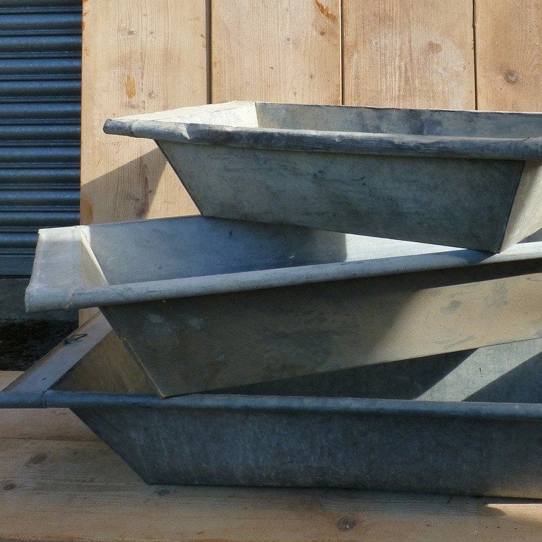 Vintage Zinc Steel Dough Bowl