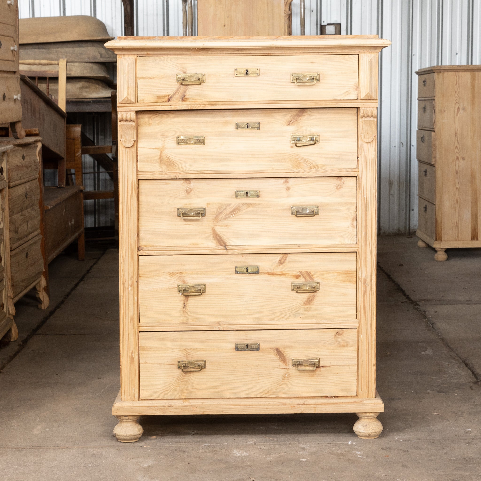 Vintage European Pine Drawers- Tall Boy