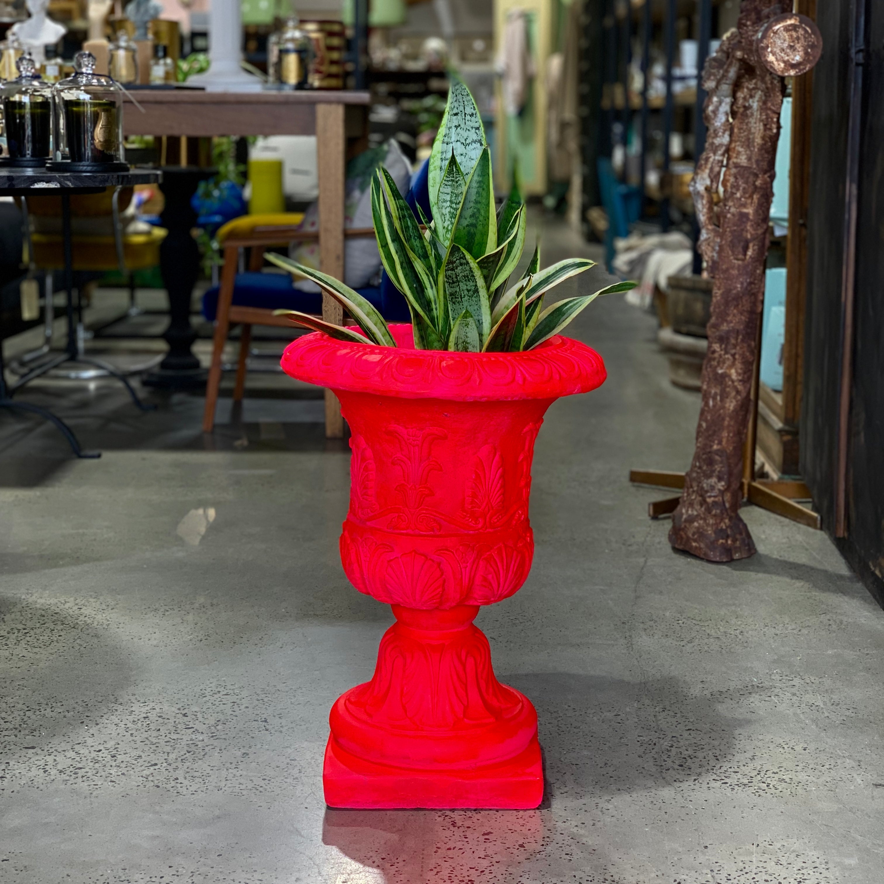 Vintage Concrete Urn Shocking Pink