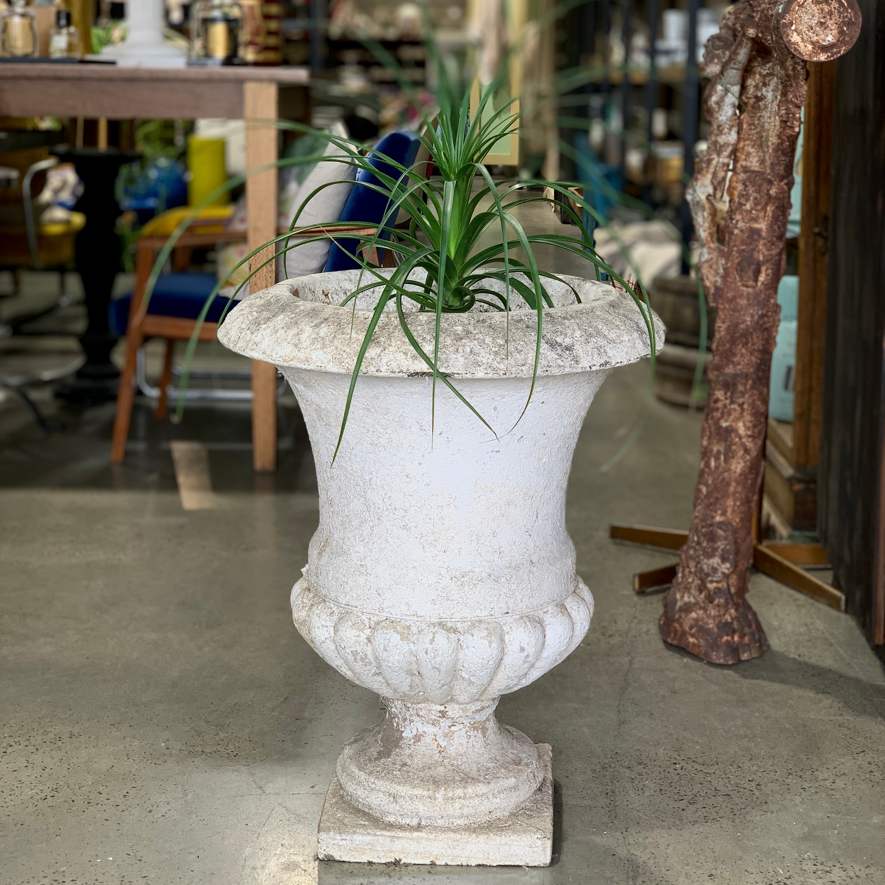 Vintage XL Fluted Concrete Urn