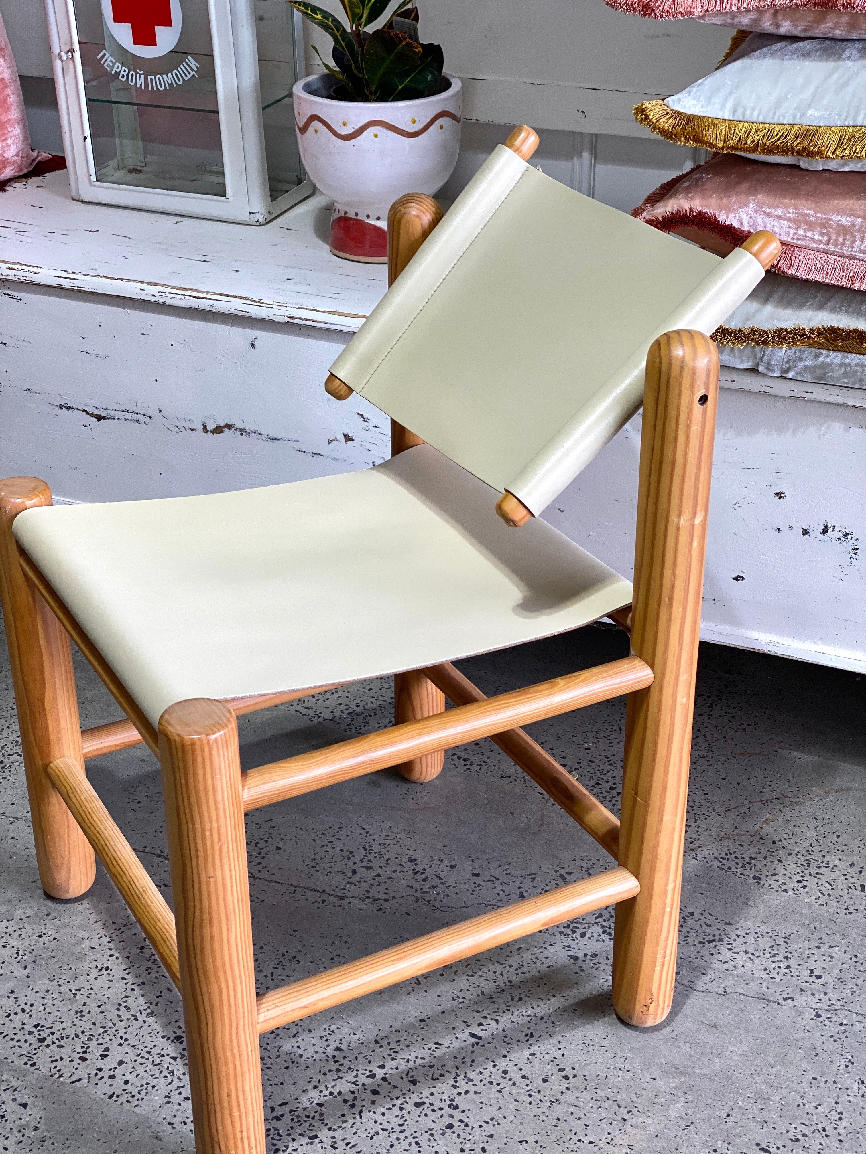 Vintage Leather Sling Chairs - Set of Four