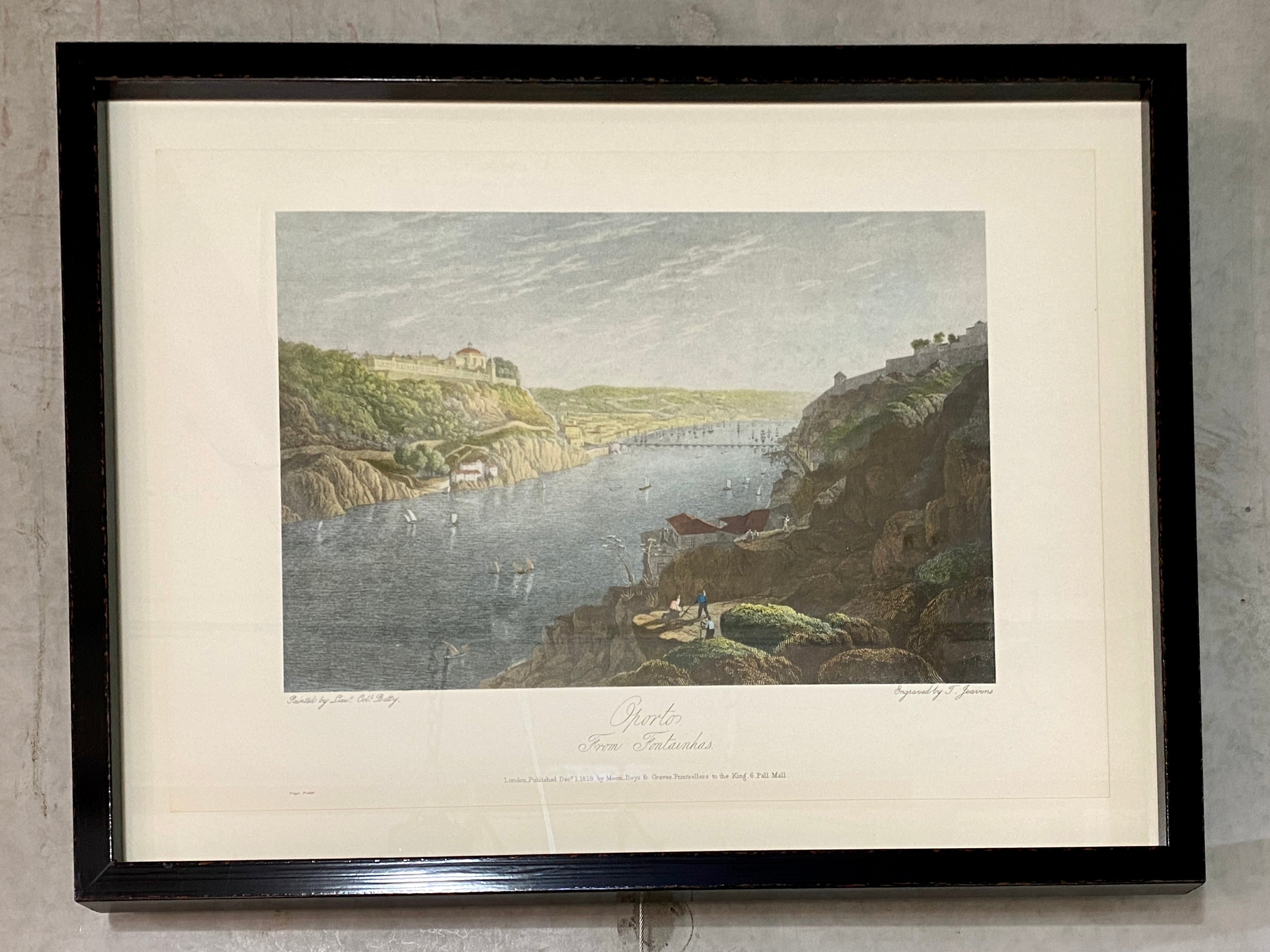 Framed Lithograph of Portugal - Oporto from Fontainhas