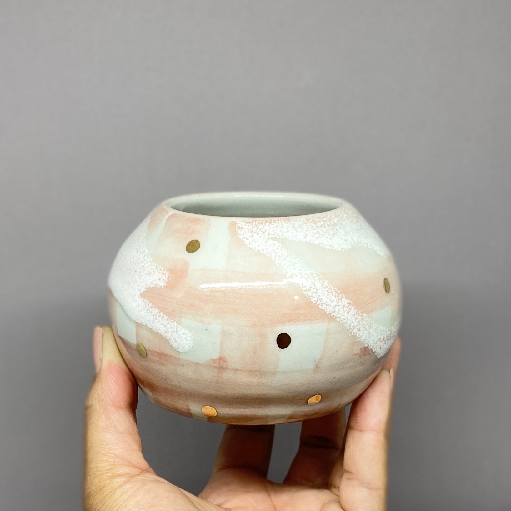 Pink blush with gold dots  Canister - Bridget Bodenham