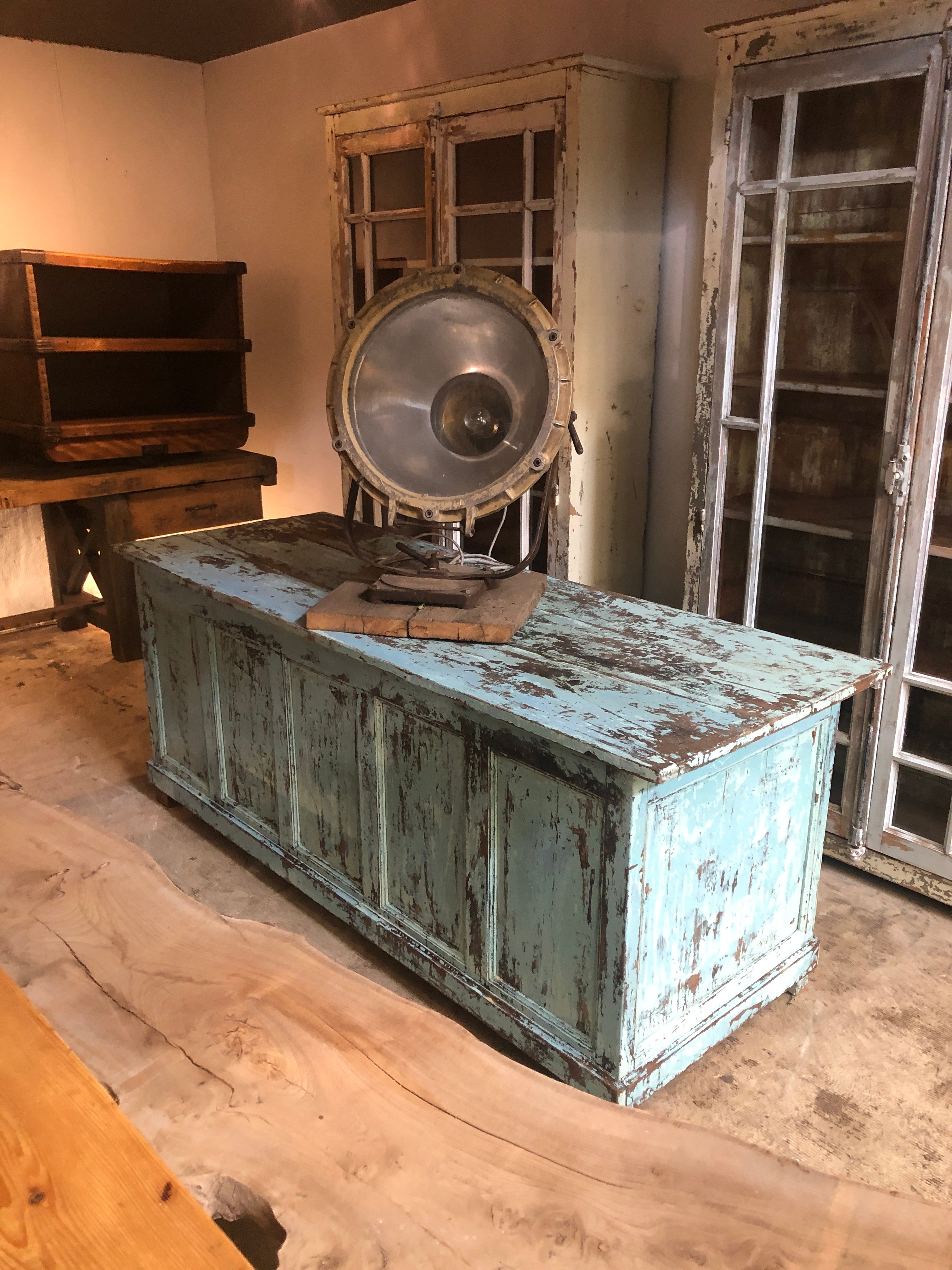 Large Blue Vintage Shop Counter