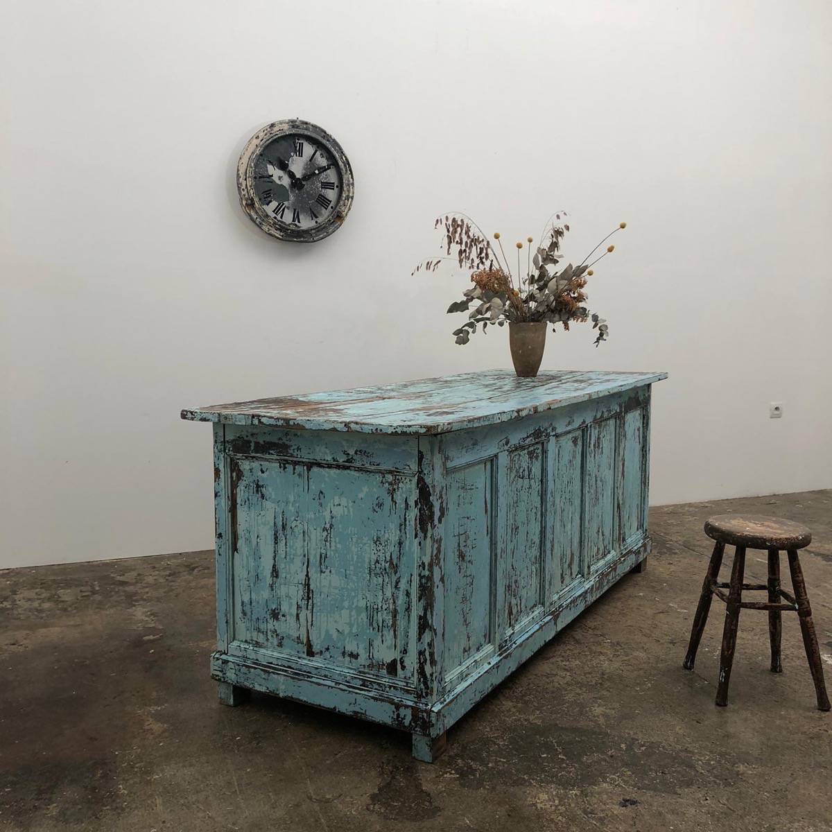 Large Blue Vintage Shop Counter