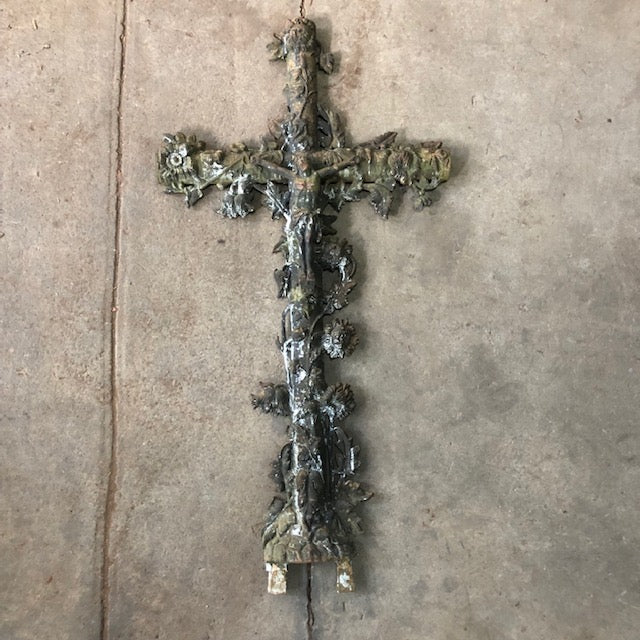Vintage Cast Iron French Crucifix Menerbes