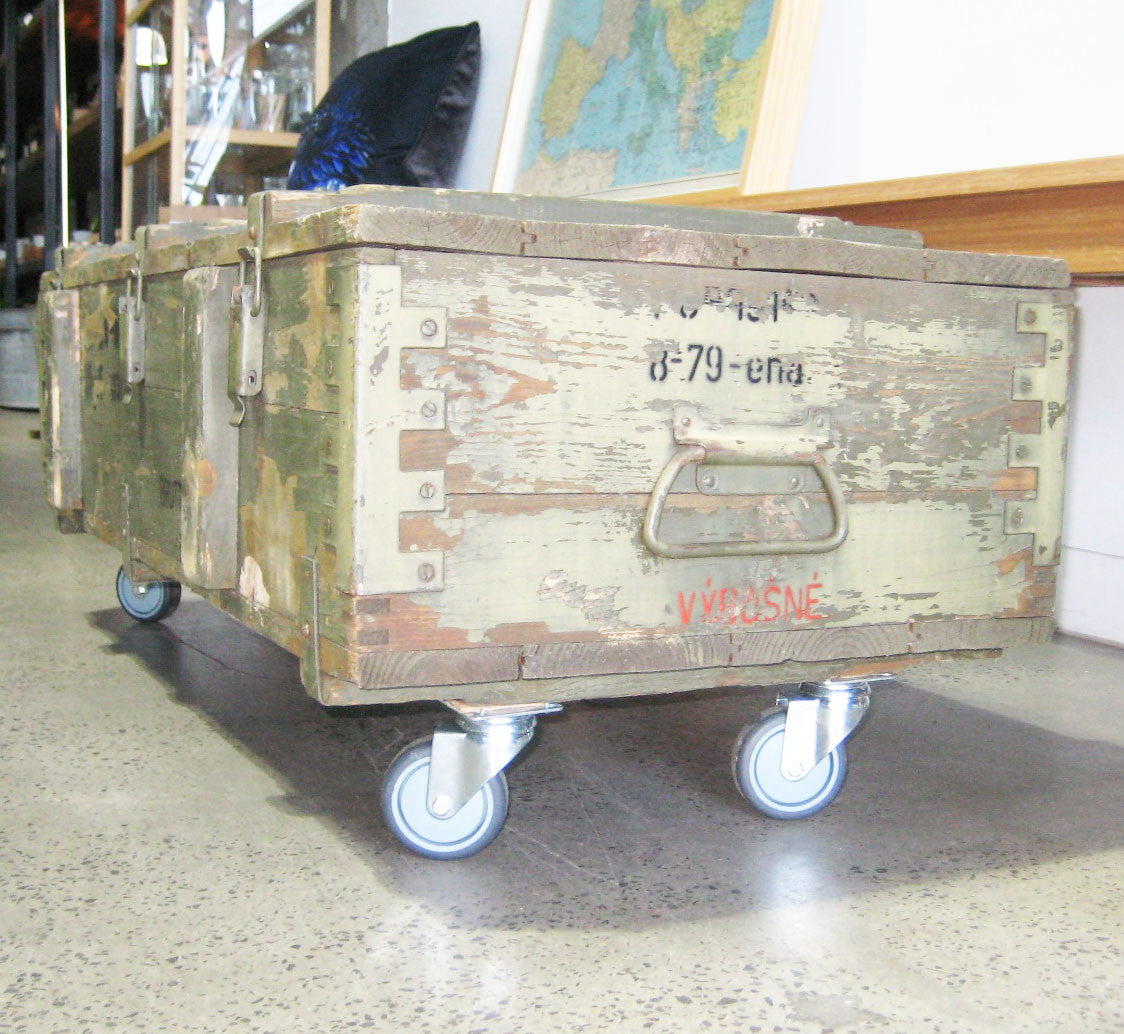 Vintage Army Trunk on Castors