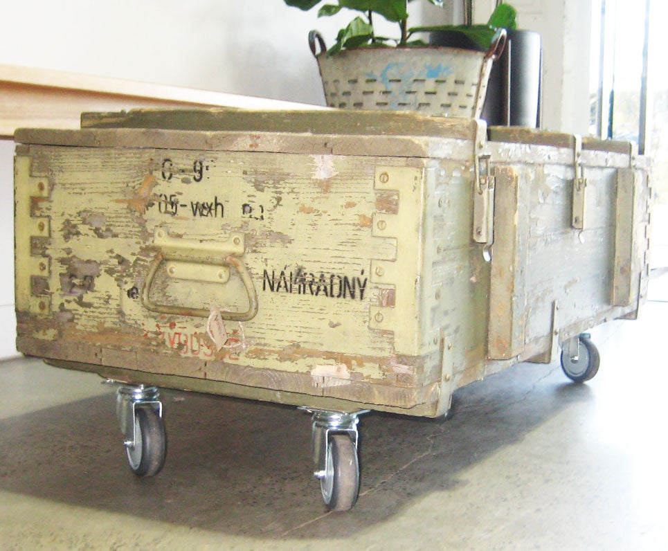 Vintage Army Trunk on Castors