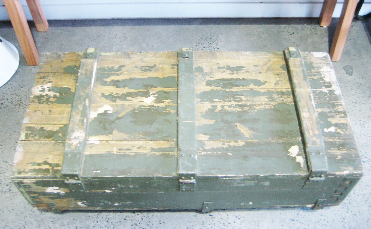 Vintage Army Trunk on Castors