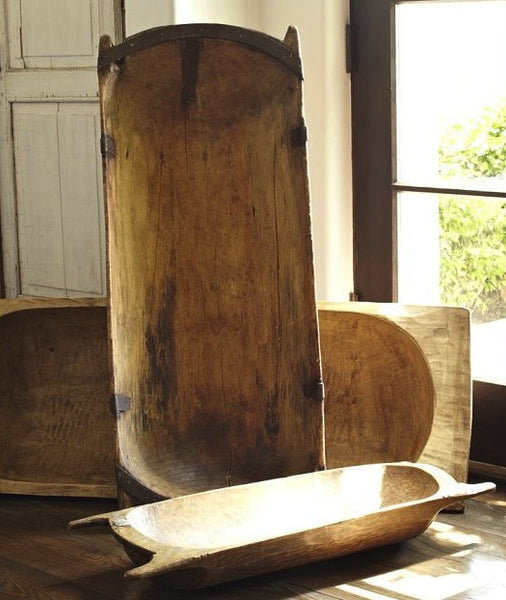Antique French Vintage Wooden Dough Proving Bowls