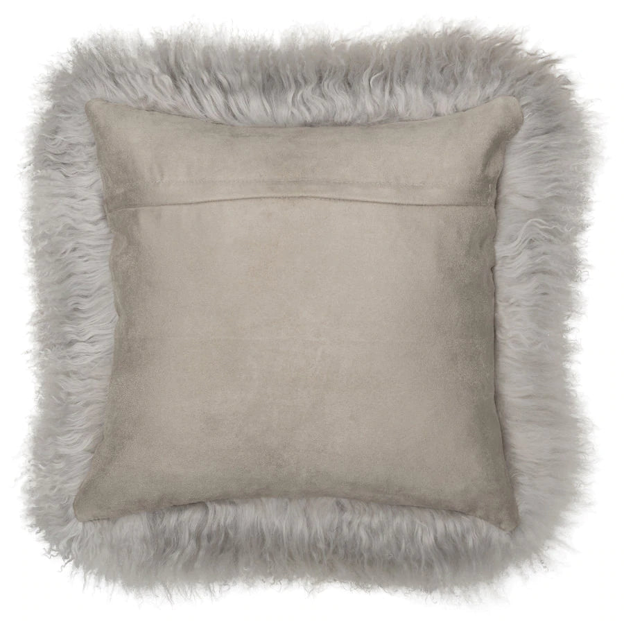 Mongolian Sheepskin Cushion - Light Grey 40 cm