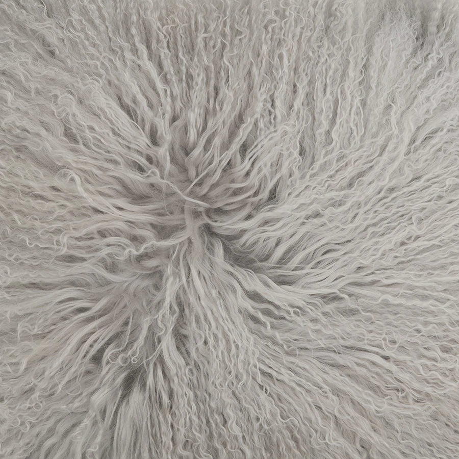 Mongolian Sheepskin Cushion - Light Grey 40 cm