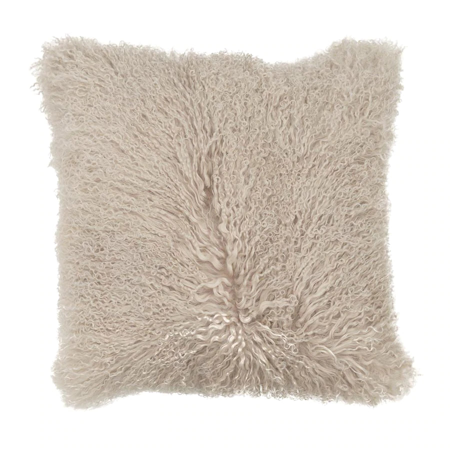 Mongolian Sheepskin Cushion - Fawn 40 cm